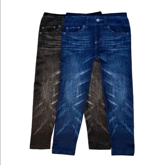 Kids Black Denim Look Leggings - Picture 3 of 3